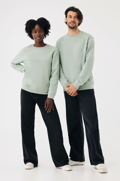 IQONIQ Toria Unisex mikina s okrúhl. výstrihom z rec. bavlny - Iceberg Green / XL