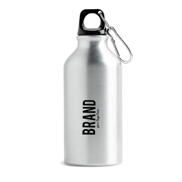 Garrafa Em Alumínio Reciclado, 400Ml Com Tampa Colorida - Preto