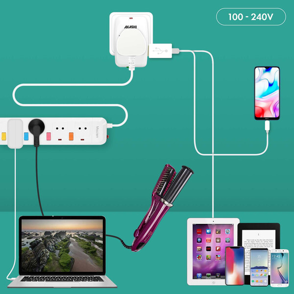 KOJIMA - ADAPTATEUR UNIVERSEL DE VOYAGE AVEC SORTIES USB-C ET USB-A - BLANC