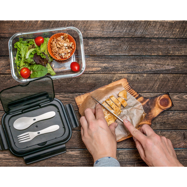 1000 ml Lagos glass lunch box with cutlery