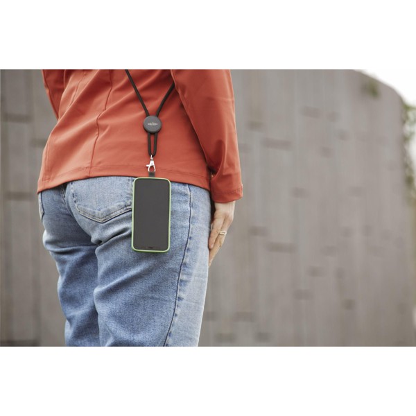 Lace Lanyard GRS RPET 0,5 cm phone keycord - Black