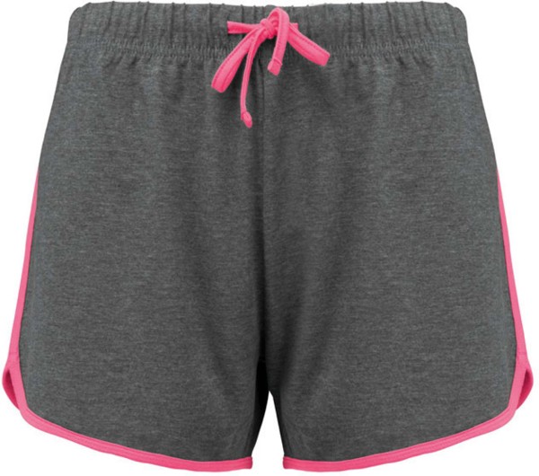 Ladies' Sports Shorts - Grey Heather / Fluorescent Pink / L