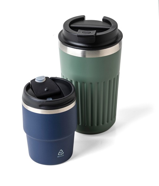 ￼Gerecycled roestvrijstalen dubbelwandige drinkbeker (175 ml) Oli - wit