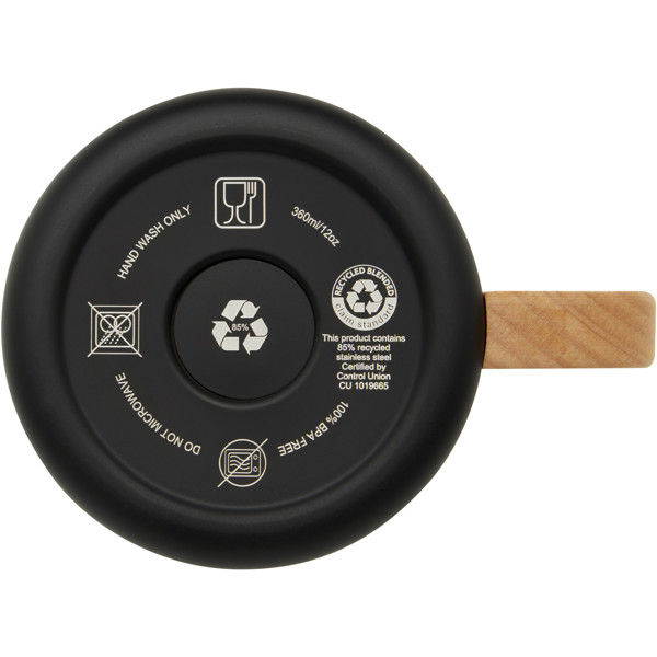 Bjorn 360 ml RCS certified recycled stainless steel mug with copper vacuum insulation - Black