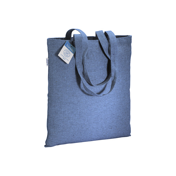 280G/M2 Recycled Cotton Carbon Neutral Shopping Bag, Long Handles - Royal