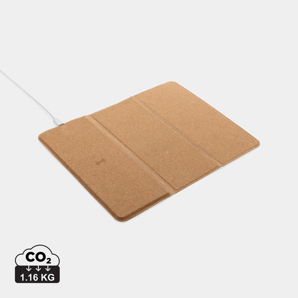 XD - 10W wireless charging cork mousepad and stand