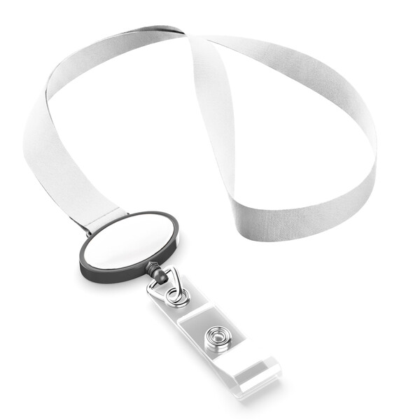 Polyester sublimation lanyard with oval logo badge reel - Black