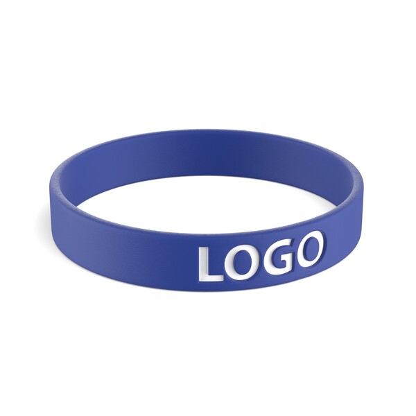 Customised silicone wristbands (12mm width) - Reflex Blue C / 18x1.2x0.2cm