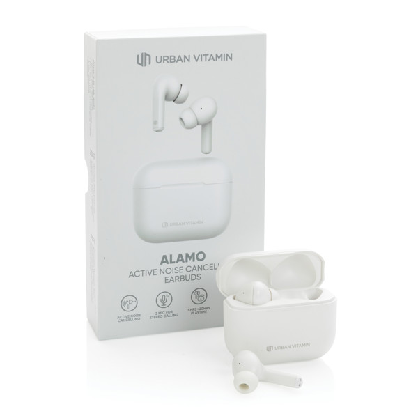 Ušesni čepki Urban Vitamin Alamo, ANC 25 dB, 20 ur predvajanja - Bela