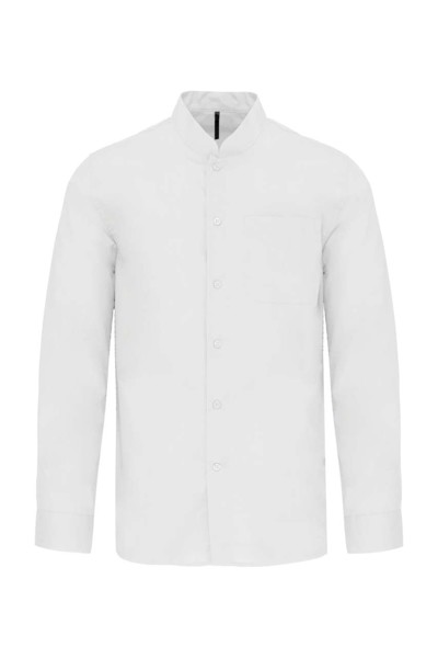 Men's Long-Sleeved Mandarin Collar Shirt - White / M