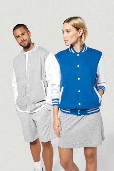 Unisex Teddy Fleece Jacket - Light Royal Blue / White / XS