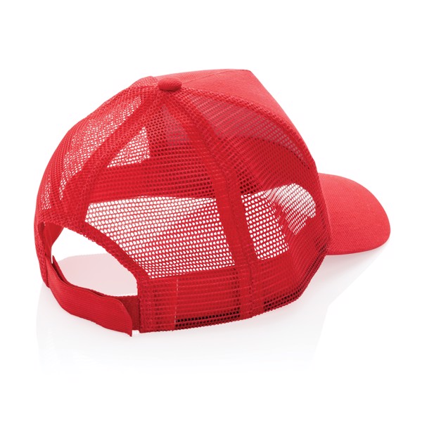 Impact AWARE™ 190gr Brushed rCotton 5 Panel Trucker-Cap - Rot