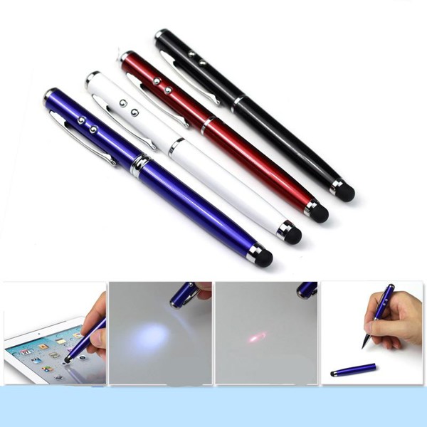 Touch Pen Stylus + LED + laser + pen - WHITE_1GB