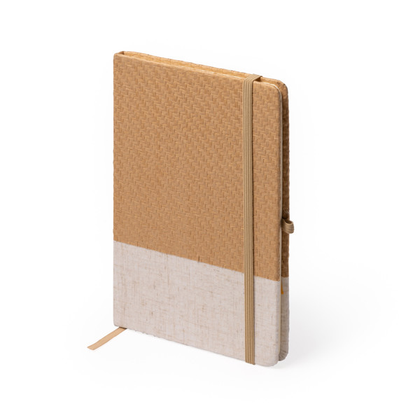 Libreta personalizada A5 de paja natural con tapa rígida y banda elástica
