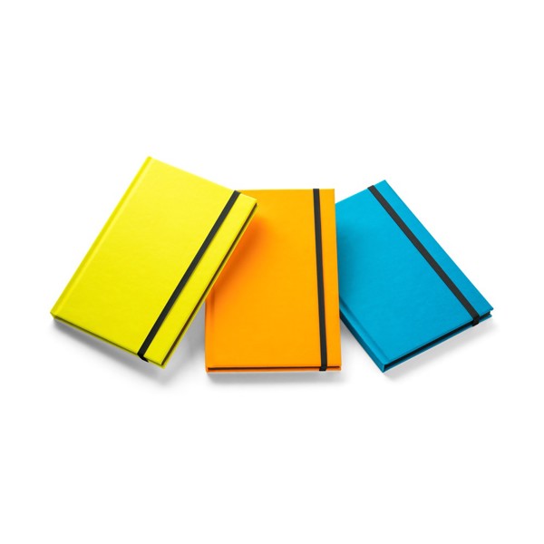 WATTERS. Bloco de notas A5 em PU fluorescente com folhas pautadas - Amarelo