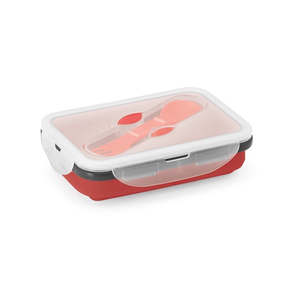 SAFFRON. Lunch Box. Retractable hermetic box in silicone and PP 640 mL - Red
