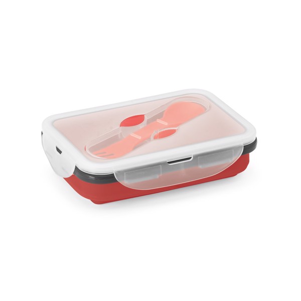 SAFFRON. Lunch Box. Boîte hermétique rétractable en silicone et PP 640 mL - Rouge