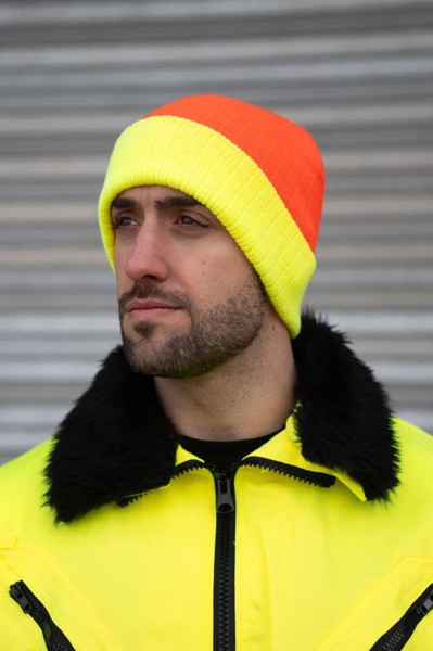 Two-Tone Knitted Hat - Metz - Orange / Yellow