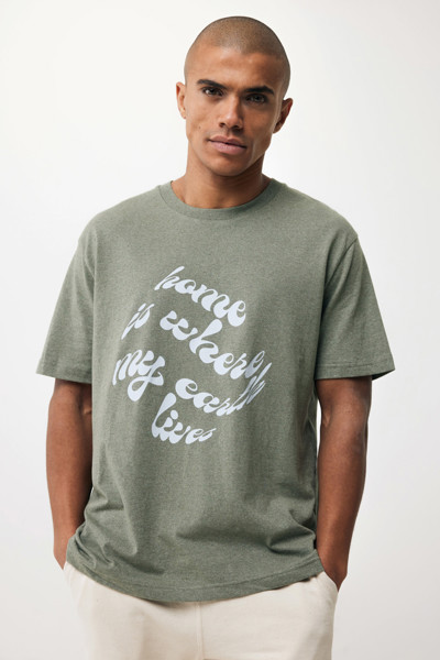 T-shirt coupe boxy en coton recyclé IQONIQ Teide - Heather Green / L