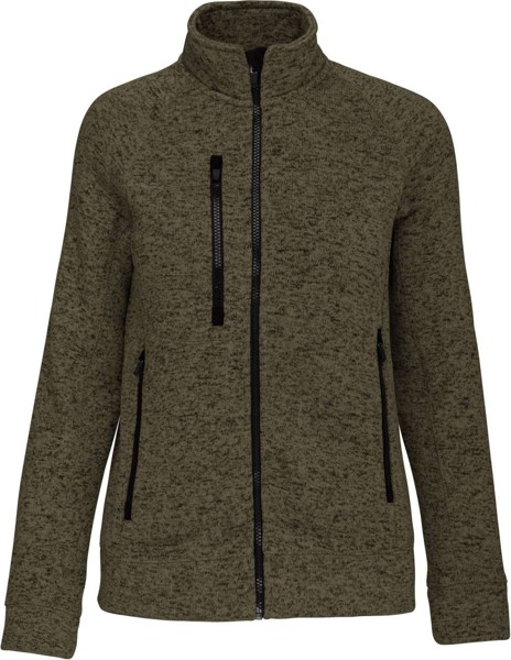 Ladies' Full Zip Heather Jacket - Dark Khaki Melange / L