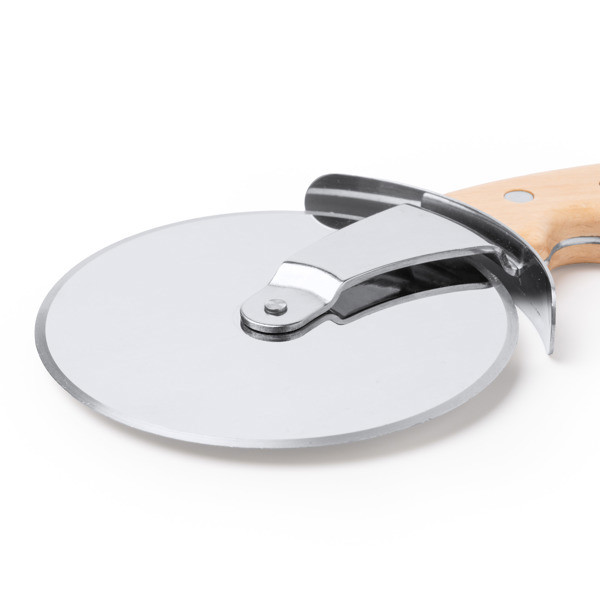 Personalised pizza cutter stainless steel with wooden handle