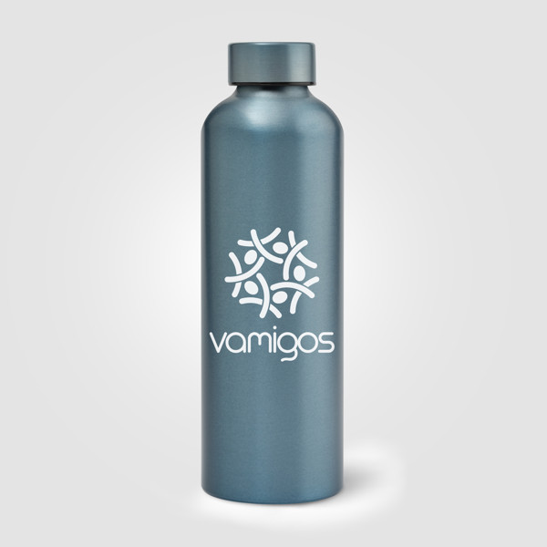 Astrid Recycled Stainless Steel Metallic Bottle - 710 ml - Steel Blue / 4 Colour inkjet