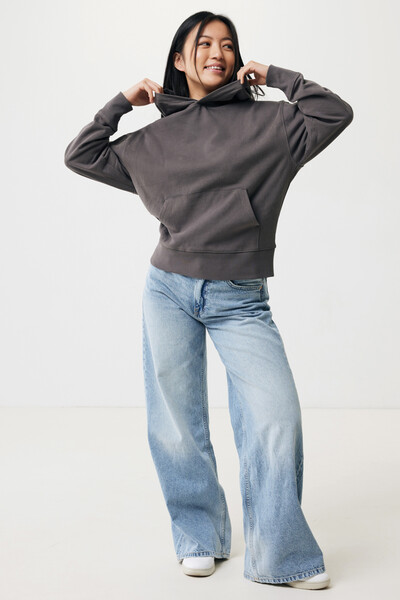 Mikina s kapucí Iqoniq Yoho relaxed fit z recykl. bavlny - Antracitová / XXXL