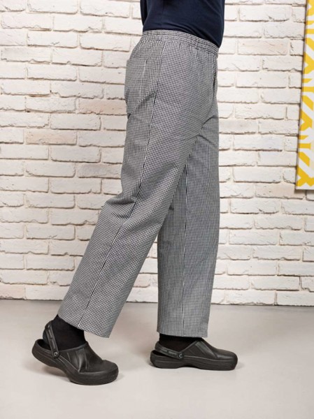 Chef's Pull-On Trousers - Black / White Check / 2XL