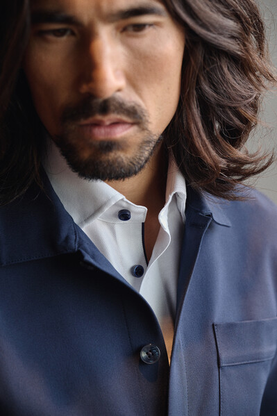 Patch pocket overshirt Black L