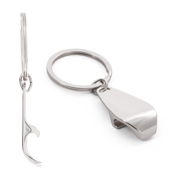 HELLI. Metal keyring with bottle opener