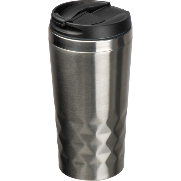 Double walled thermo mug, 400ml ALFRED - Silvergrey