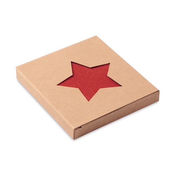 Starguard coaster set RPET, star shape - Red