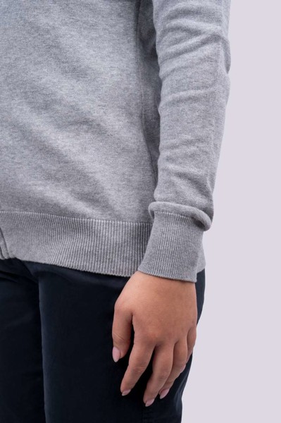 Women’S Full Zip Cardigan Fine Gauge Cotton - Light Melange Grey / 3XL