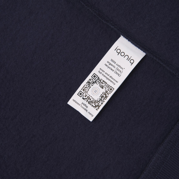Sweat à capuche en coton recyclé Iqoniq Yoho - Bleu Marine / XXXL