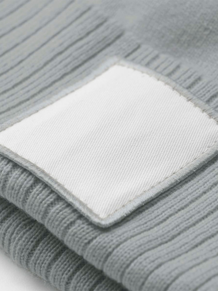 Appliqué Patch Pom Beanie - Ash / White