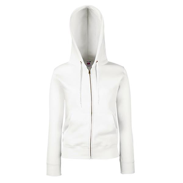 Casaco Premium Sweat Hooded Ladies 280G - 70% Algodão/ 30% Poliéster - Branco / L