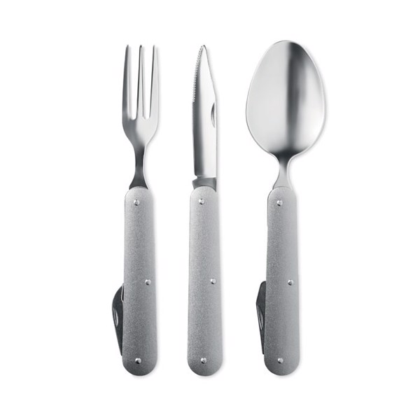 3-piece camping utensils set 3 Service - Matt Silver