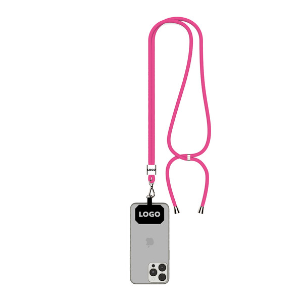 Crossbody duotone lanyard telefoonhouder van Gerecycled Polyester (rPET) - Violetrood / Zilveren accesoires
