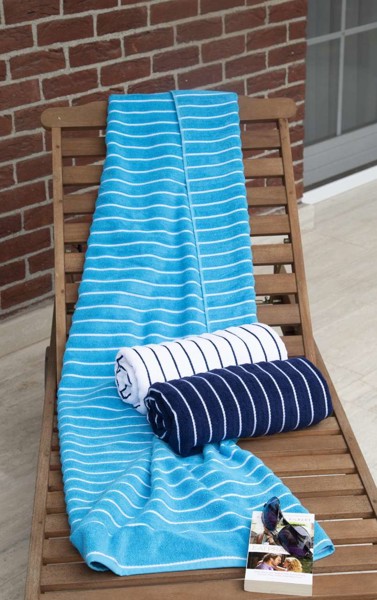 Olima Beach Striped Towel - White / Navy