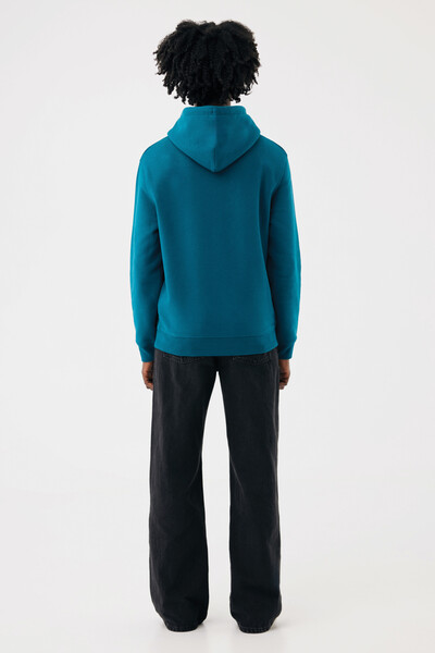 Mikina s kapucí IQONIQ Joshua z recyklované bavlny - Dark Teal / S