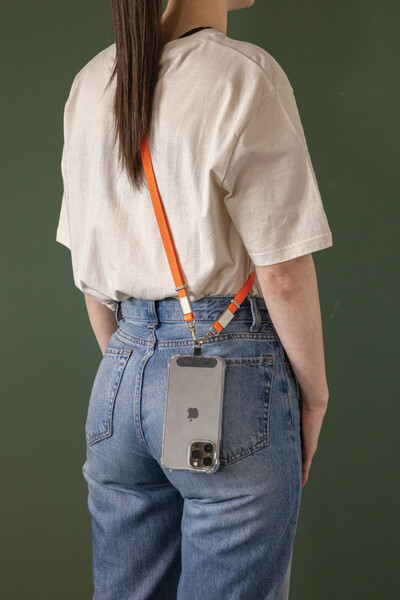 Crossbody lanyard Nivo RCS z recyklovaného PET - Oranžová