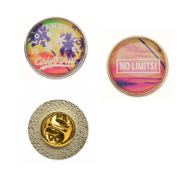Round metal lapel pin with doming - Brass / Individual polybag