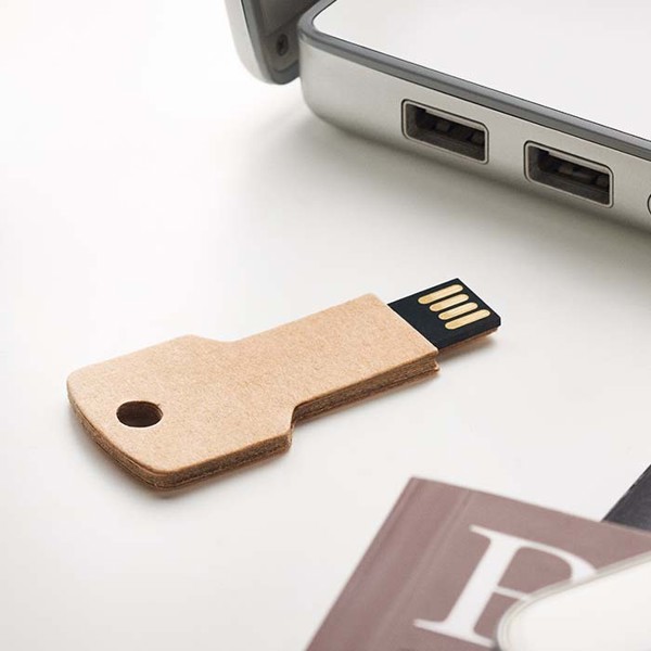 Pen Drive USB em forma de chave de papel Kraft