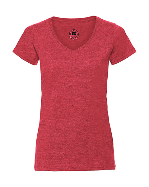 Ladies V-Neck Hd T - Red Marl / XS