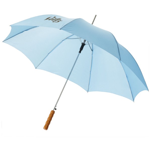Parapluie 23" à ouverture automatique avec poignée en bois Lisa - Bleu process