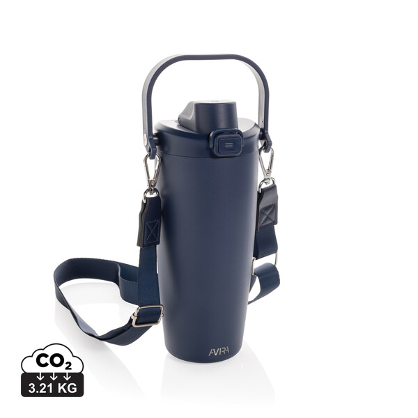 Mug en acier RCS avec bandoulière Avira Ayala - Bleu Marine