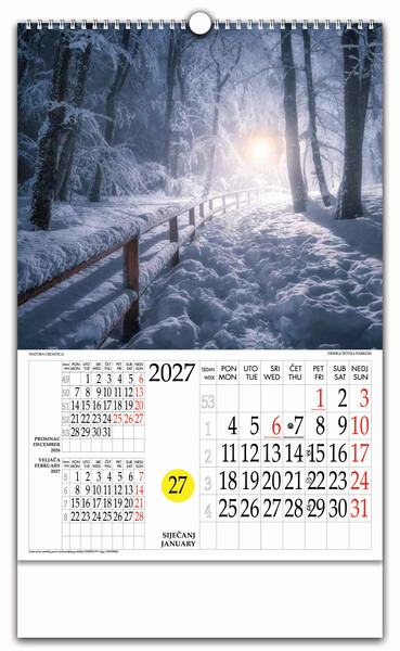 Zidni kalendar s rotacijskim krugom – Natura Croatica