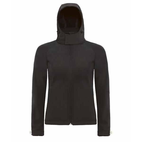 Parka B&C Hooded Softshell Women 340G - 94% Poliéster Impermeável/ 6% Elastano - Cinza Escuro / S
