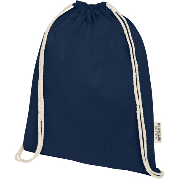 Sac avec cordon Oregon en coton recyclé 140 g/m² certifié GRS - Marine