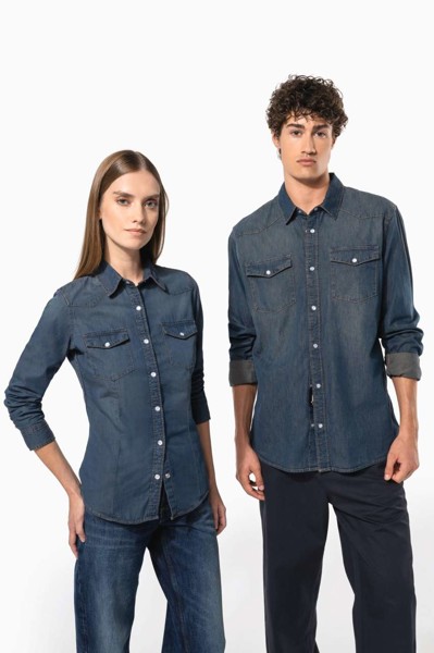 Men's Long-Sleeved Denim Shirt - S